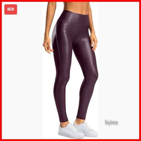 High Waisted Faux Leather Leggings Stretch Tummy Control 3 Lengths